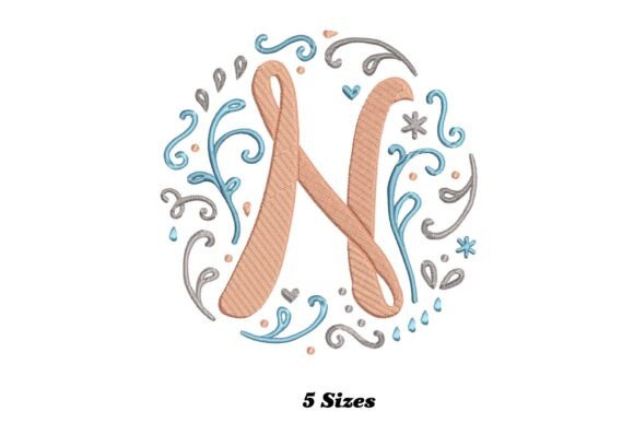 Alphabet Letter N Embroidery Design