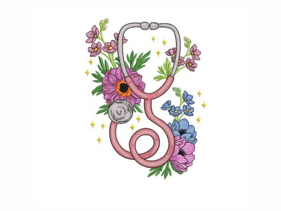 Floral Nurse Embroidery Design